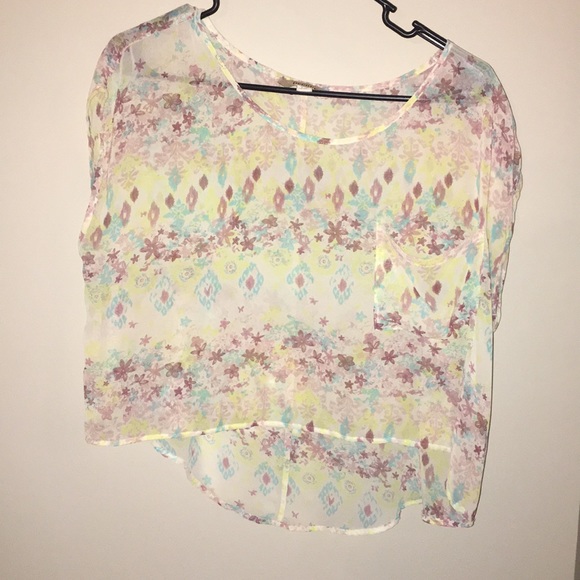 Sheer Flower Flowy Crop Top - Picture 1 of 1